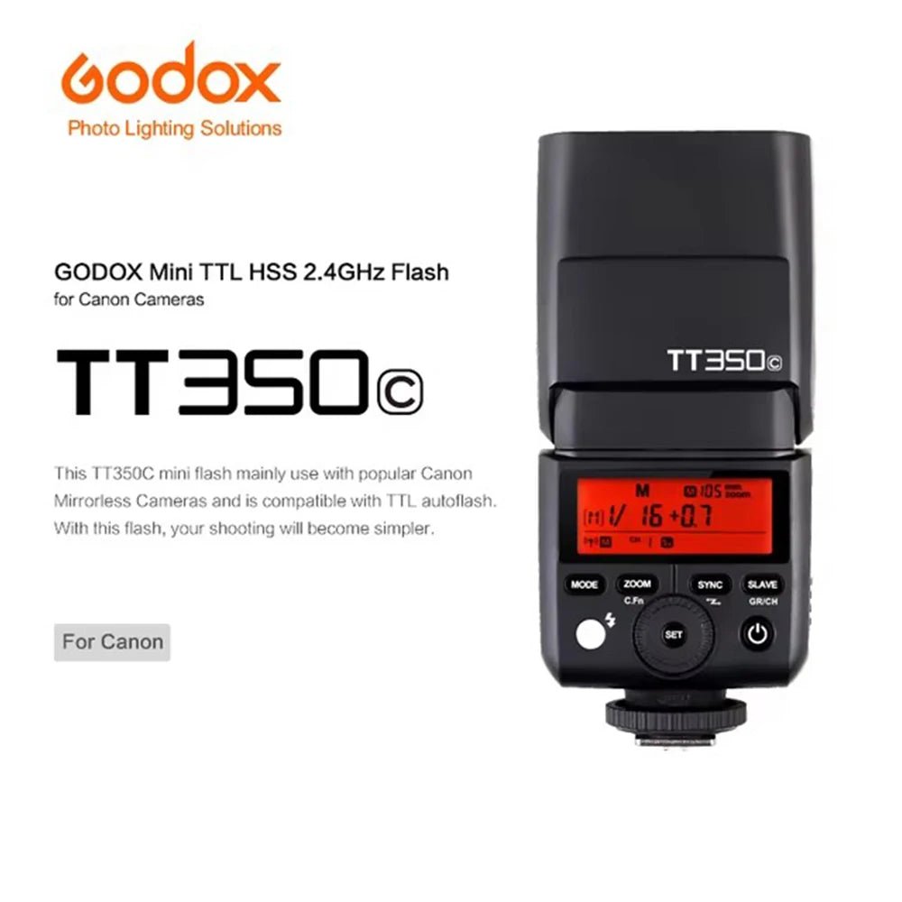 Godox Tt350S TTL Camera Flash 1/8000S High - Speed 2.4G HSS Wireless Speedlite Flash for Sony Nikon Canon for Olympus Fuji - Visión Creativa