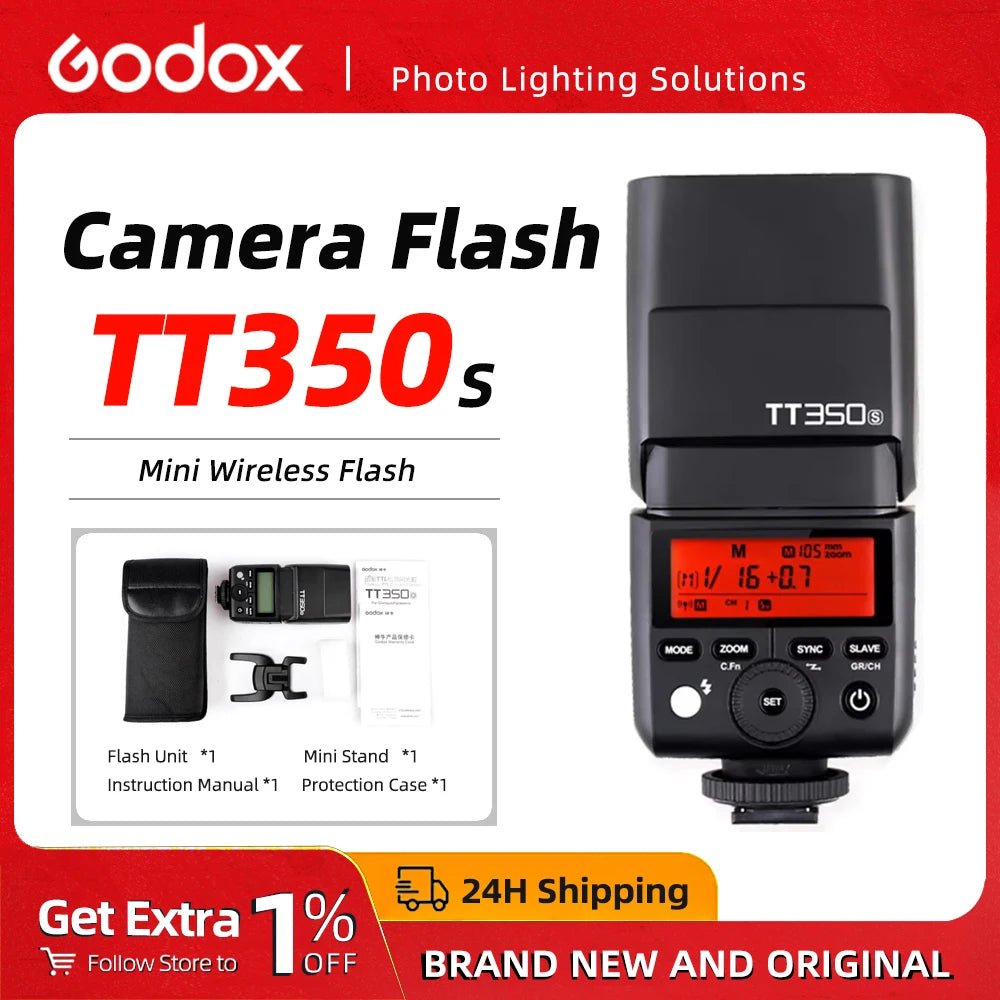 Godox Tt350S TTL Camera Flash 1/8000S High - Speed 2.4G HSS Wireless Speedlite Flash for Sony Nikon Canon for Olympus Fuji - Visión Creativa