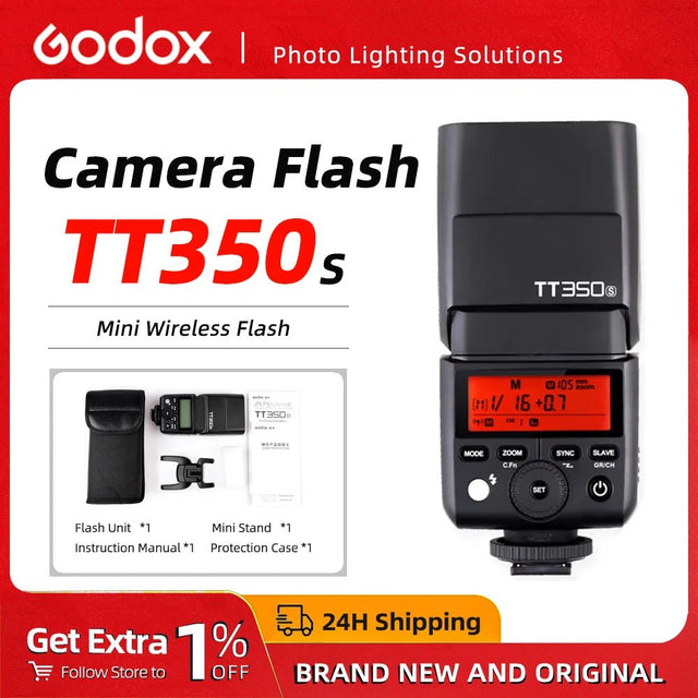 Godox Tt350S TTL Camera Flash 1/8000S High - Speed 2.4G HSS Wireless Speedlite Flash for Sony Nikon Canon for Olympus Fuji - Visión Creativa