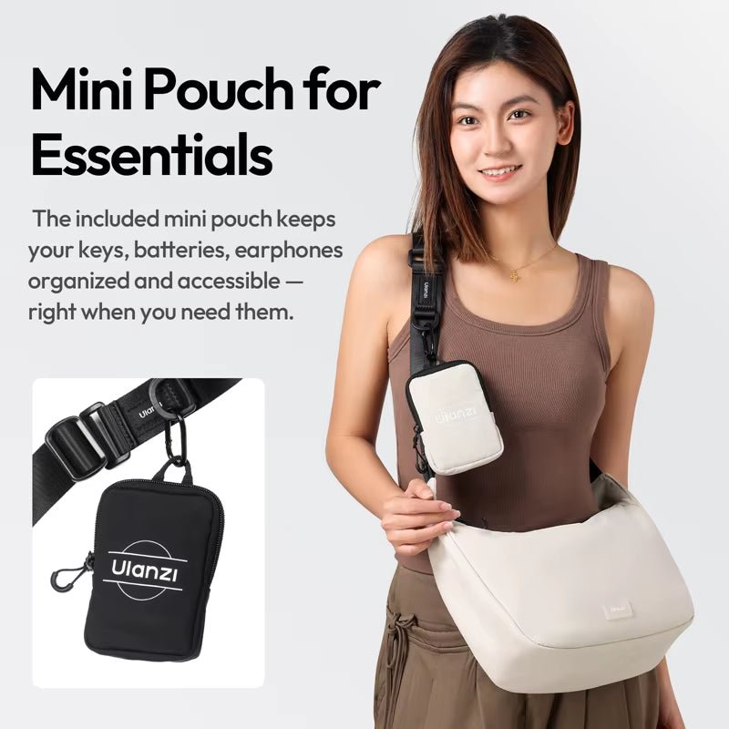 Ulanzi HMN1 Lunar Sling Bag - White/Black Crossbody Camera Travel Bag - Visión Creativa 