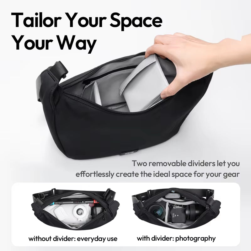 Ulanzi HMN1 Lunar Sling Bag - White/Black Crossbody Camera Travel Bag - Visión Creativa 