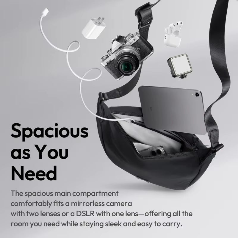 Ulanzi HMN1 Lunar Sling Bag - White/Black Crossbody Camera Travel Bag - Visión Creativa 