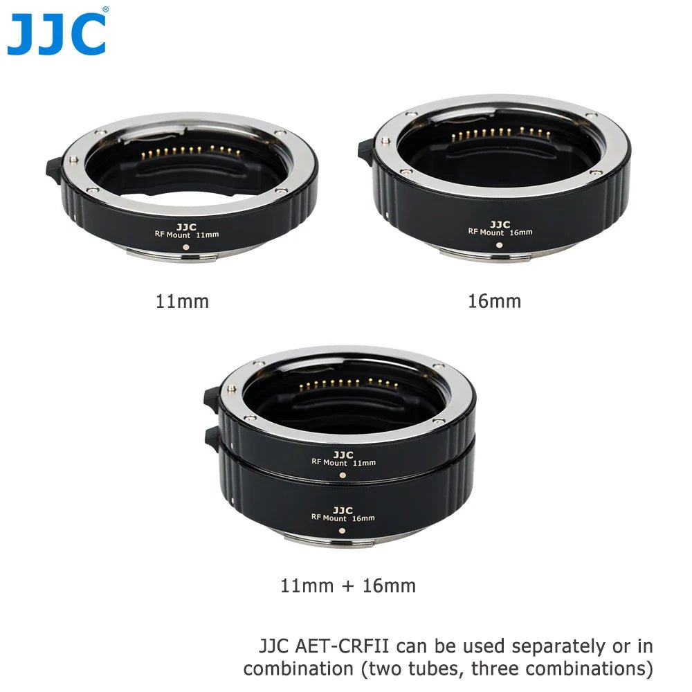 JJC RF Mount Auto Focus Macro Extension Tube Ring Set for R50 R7 R8 R5 R6 R10 EOS R RP R3 R6 Mark II R100 RF Mount Len - Visión Creativa