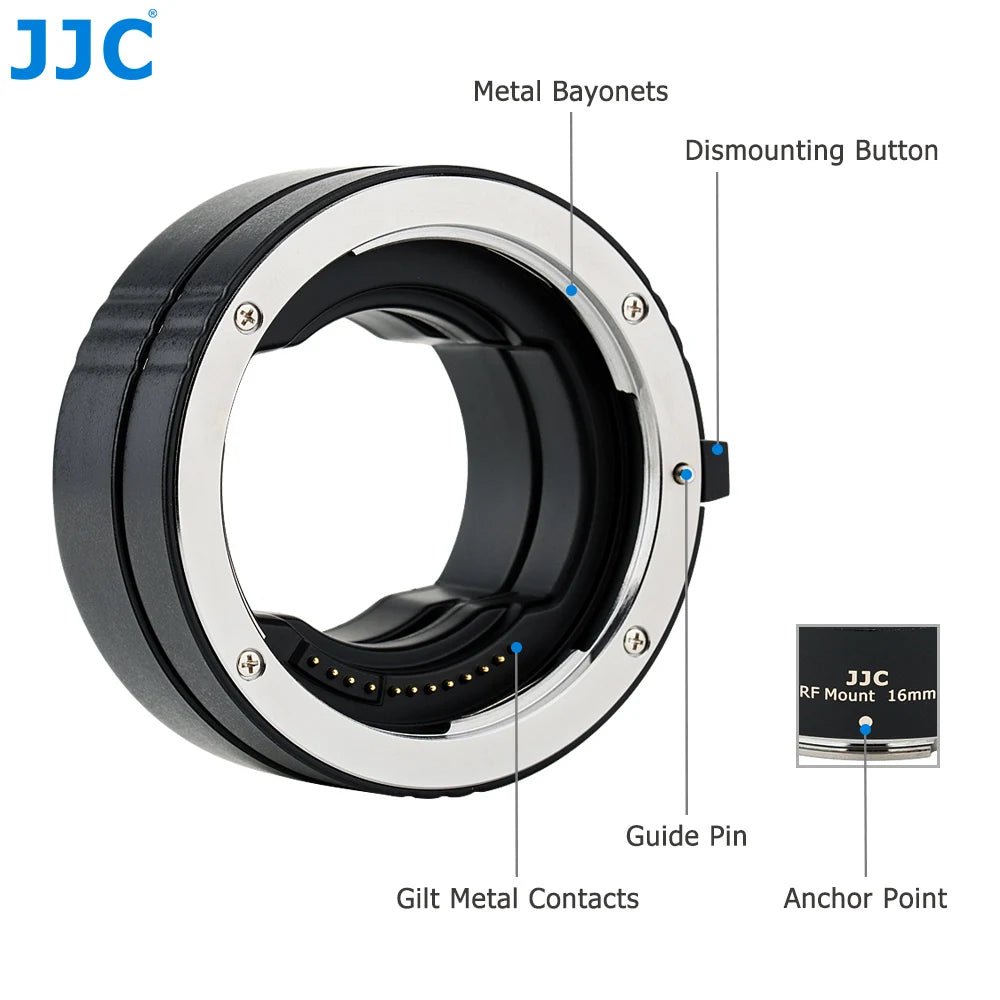 JJC RF Mount Auto Focus Macro Extension Tube Ring Set for R50 R7 R8 R5 R6 R10 EOS R RP R3 R6 Mark II R100 RF Mount Len - Visión Creativa