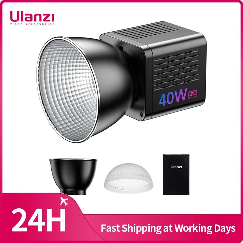 L024 40W RGB Video Light 2500 - 6500K Bi - Color 0 - 359° RGB COB Light Mini Bowens Mount Fill Light 3400Mah COB Light - Visión Creativa