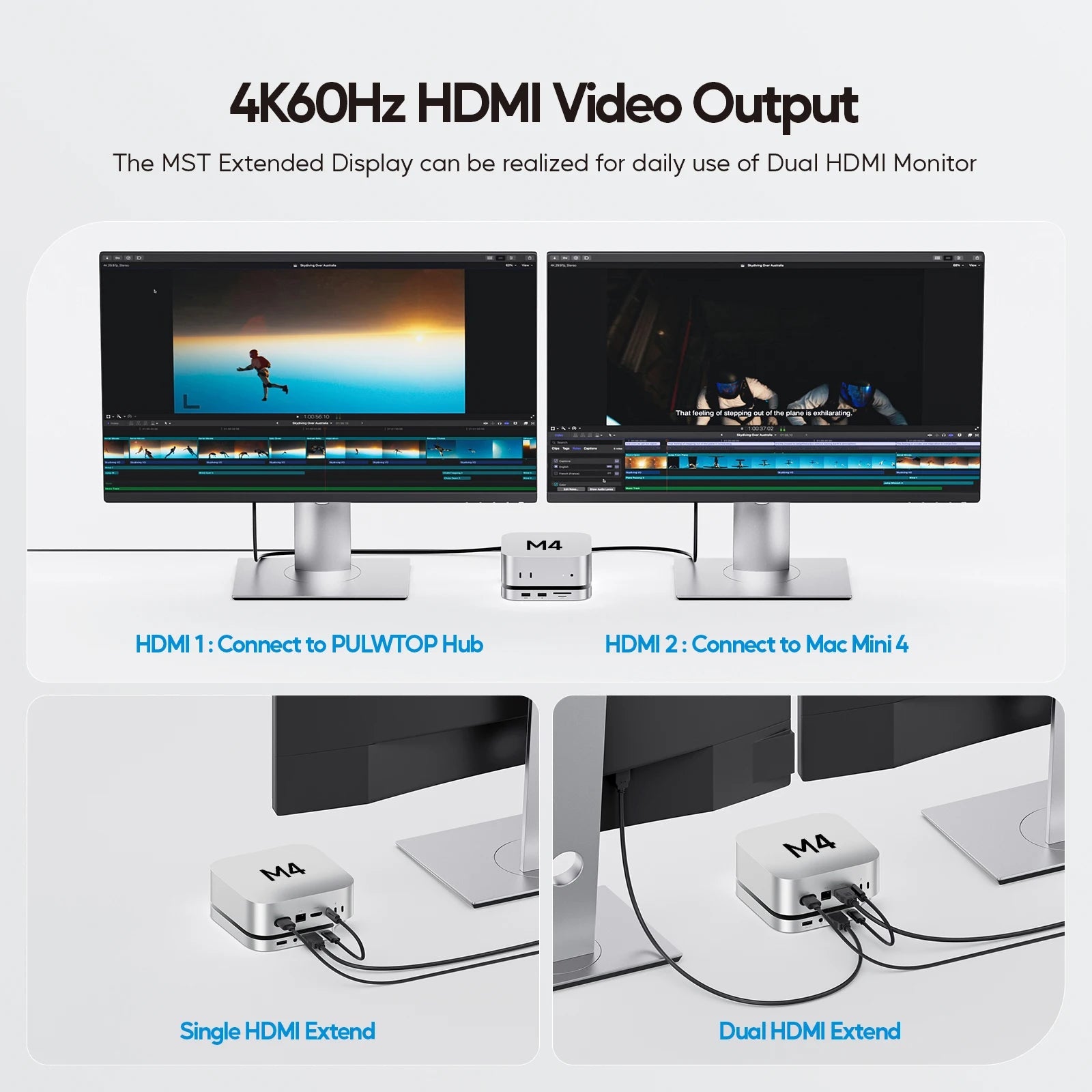 Mac Mini M4 Dock with 4TB SSD Enclosure, USB C HUB Support HDMI 4K 60Hz, USB a 2.0, SD/TF, Audio for Mac Mini M4/M4 Pro - Visión Creativa 
