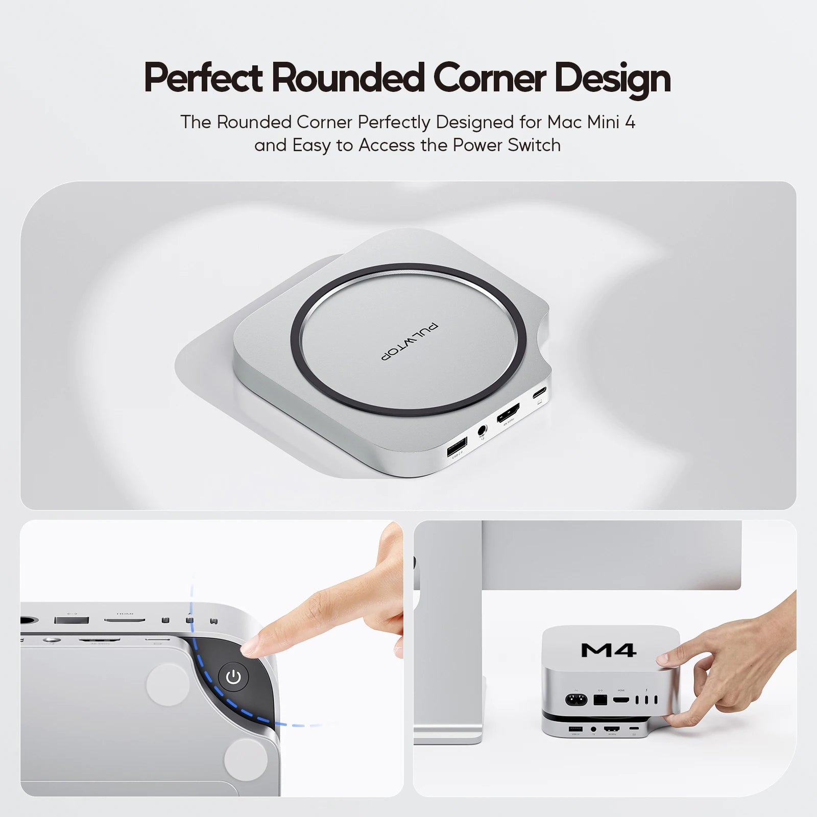 Mac Mini M4 Dock with 4TB SSD Enclosure, USB C HUB Support HDMI 4K 60Hz, USB a 2.0, SD/TF, Audio for Mac Mini M4/M4 Pro - Visión Creativa 