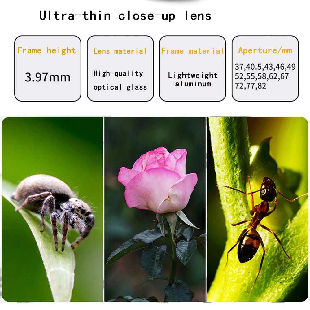 Macro Lens Filter Close up +10 Filter Kit - 37 40.5 43 46 49 52 55 58 62 67 72 77 82 Mm for DSLR SLR Camera Filter Set - Visión Creativa