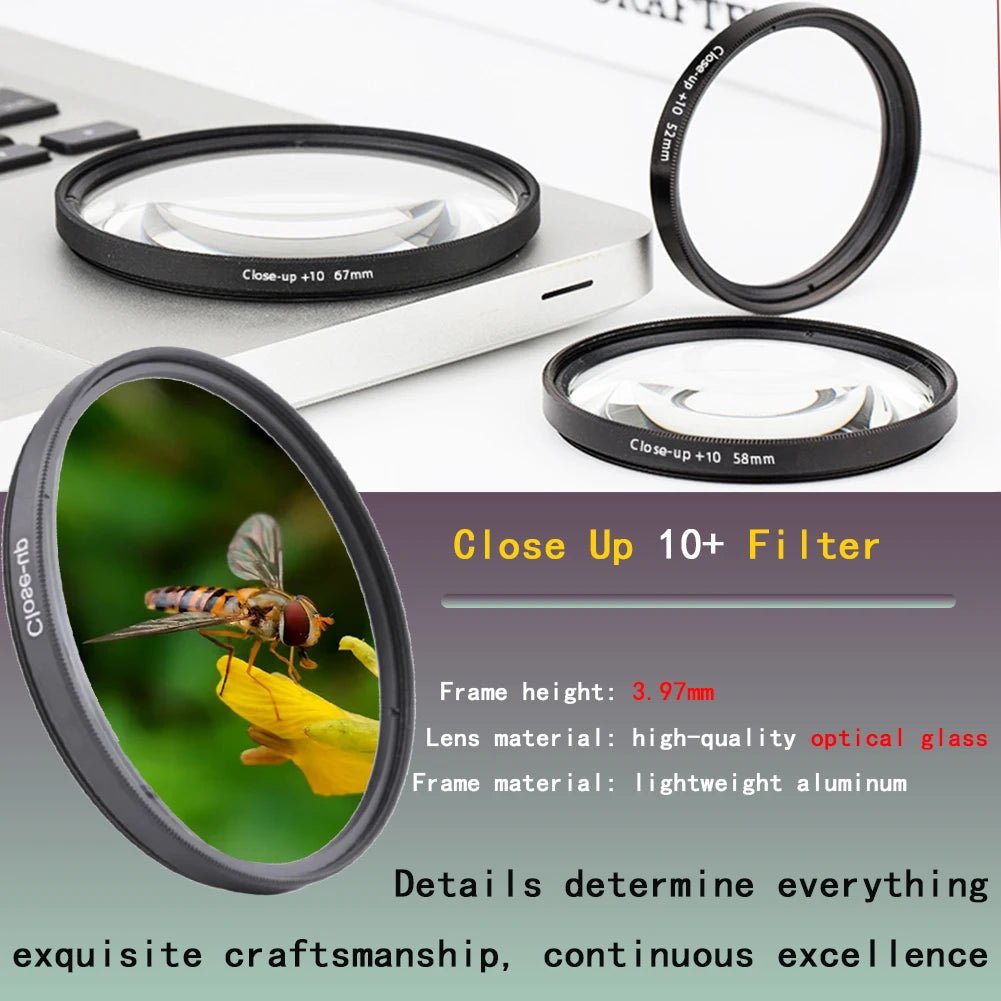 Macro Lens Filter Close up +10 Filter Kit - 37 40.5 43 46 49 52 55 58 62 67 72 77 82 Mm for DSLR SLR Camera Filter Set - Visión Creativa