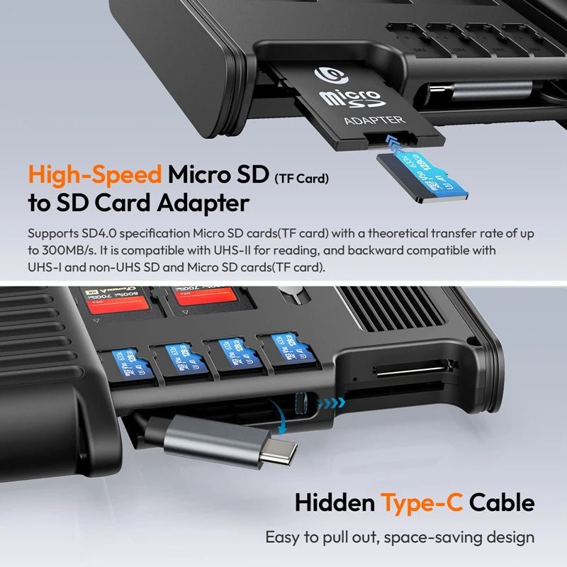 MCR-01/02 Multifunctional High-Speed Card Reader Store&Transfer in One Card Reader Dual-Slot Power memory cards