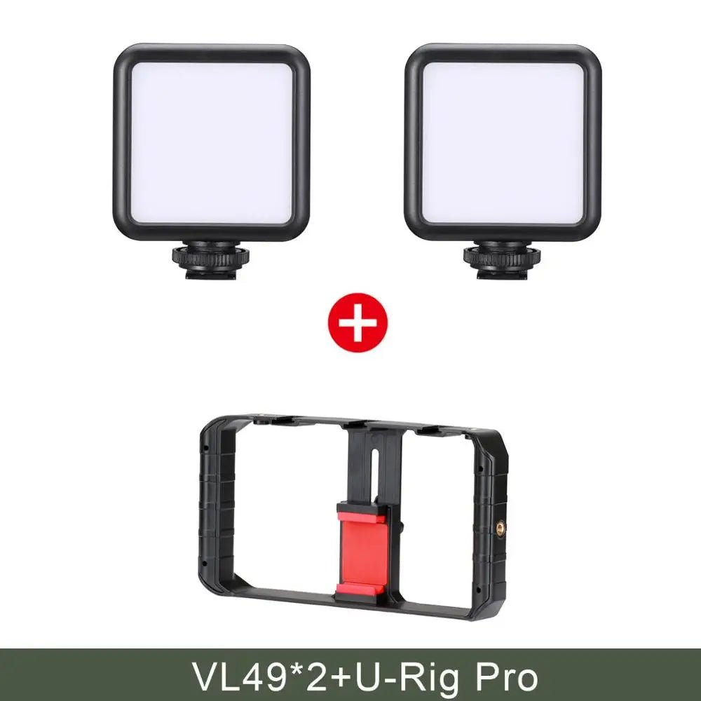 Mini Portable LED Video Light Kit with Triple Cold Shoe & Rechargeable Battery - Visión Creativa