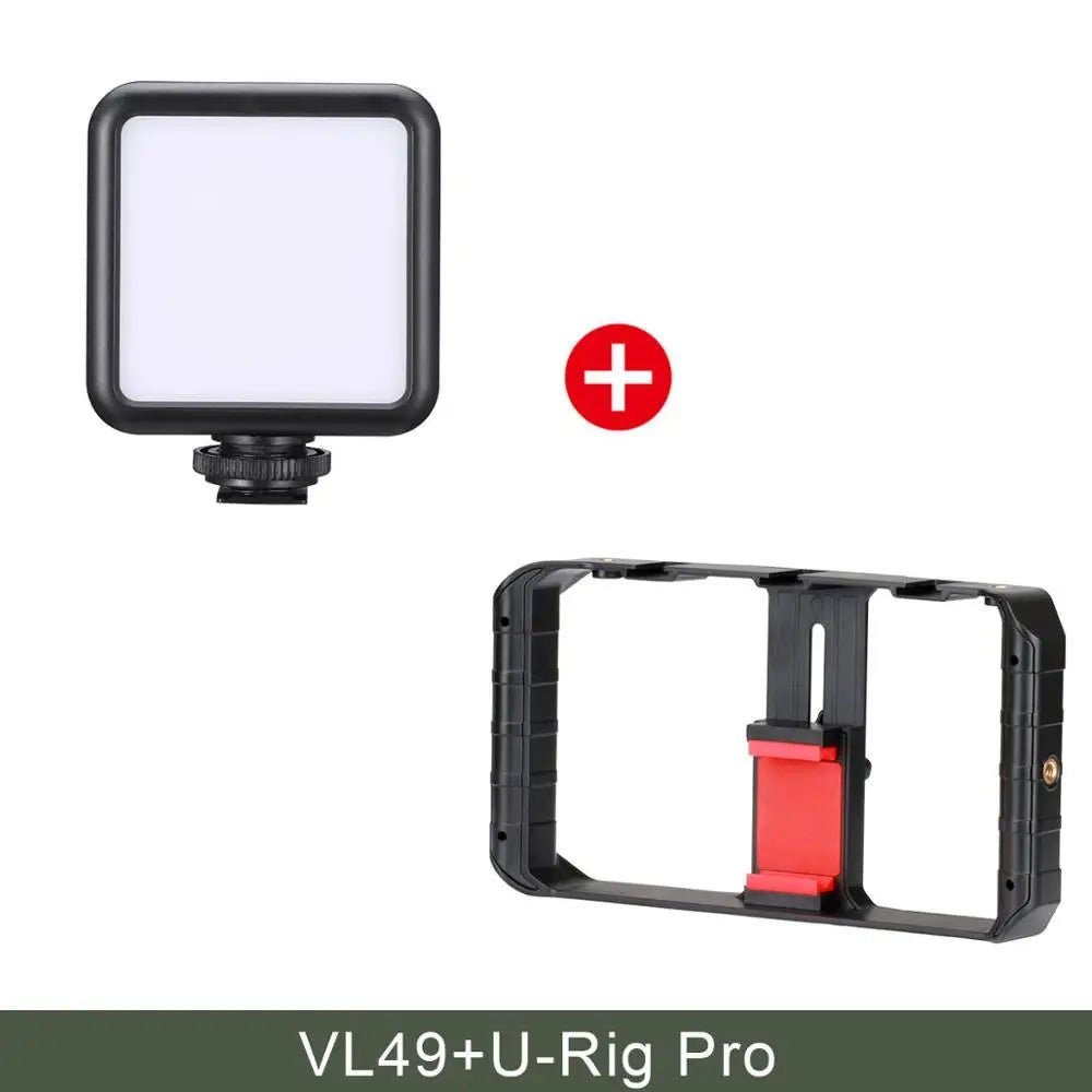 Mini Portable LED Video Light Kit with Triple Cold Shoe & Rechargeable Battery - Visión Creativa