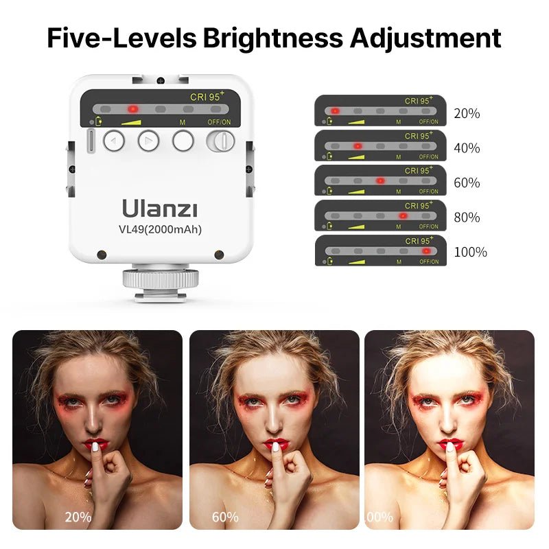 Mini Portable LED Video Light Kit with Triple Cold Shoe & Rechargeable Battery - Visión Creativa