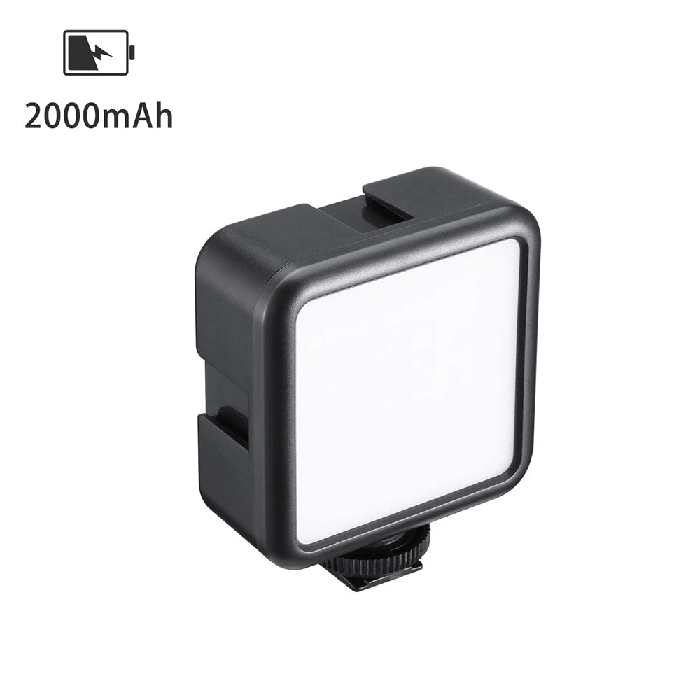 Mini Portable LED Video Light Kit with Triple Cold Shoe & Rechargeable Battery - Visión Creativa