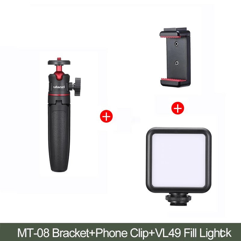 Mini Portable LED Video Light Kit with Triple Cold Shoe & Rechargeable Battery - Visión Creativa
