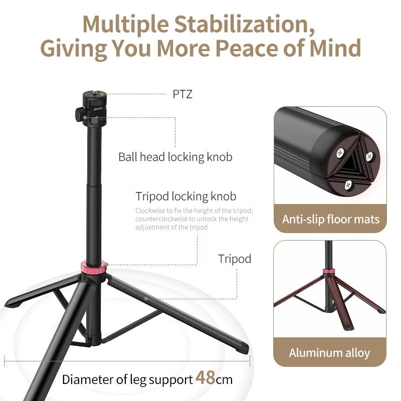 MT-79 Extendable Tripod with 1/4'' Screw for DSLR Camera Smartphone Fill Light Microphone Tripod - Visión Creativa 