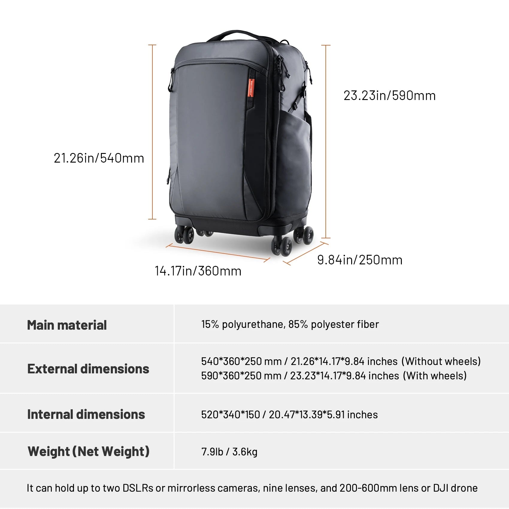 Photography Trolley Case Photography Bag DSLR Camera Bag Professional Outdoor Backpack Luggage Equipment Travel Case - Visión Creativa 