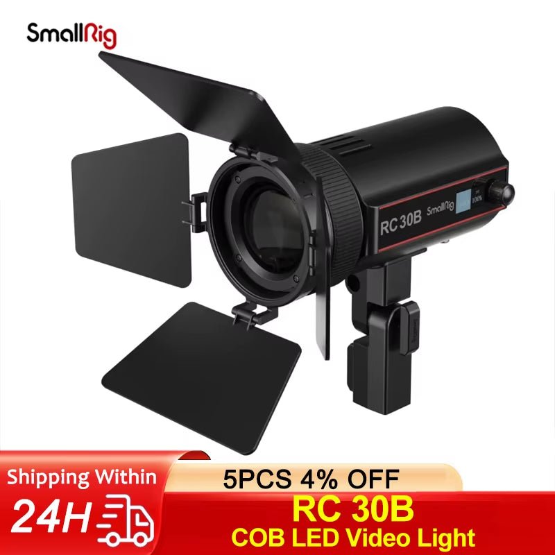 RC 30B COB Video Light with 30W Beam Angle Adjustable 2700K - 6500K Ultra - High Brightness 43400 Lux LED Lamp - 4280 4279 - Visión Creativa