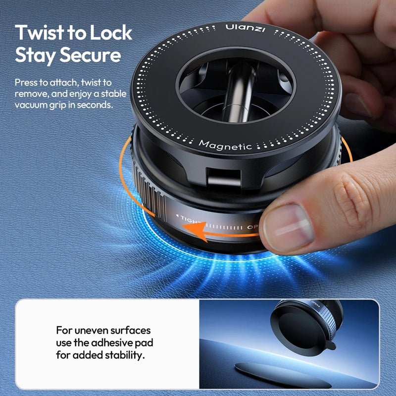 Ulanzi SK-25 Vacuum Suction MagMount - Magnetic Phone Mount for Car Window & Dashboard - Visión Creativa 