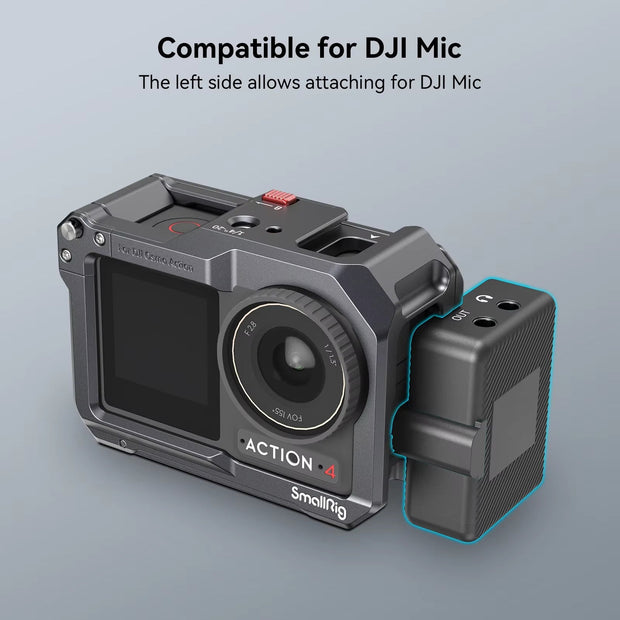 Smallrig Action 5 Pro Cage for DJI Osmo Action 5 Pro / 3 / 4 Camera Case for DJI Mic Protective Frame with Cold Shoe -4119C - Visión Creativa 
