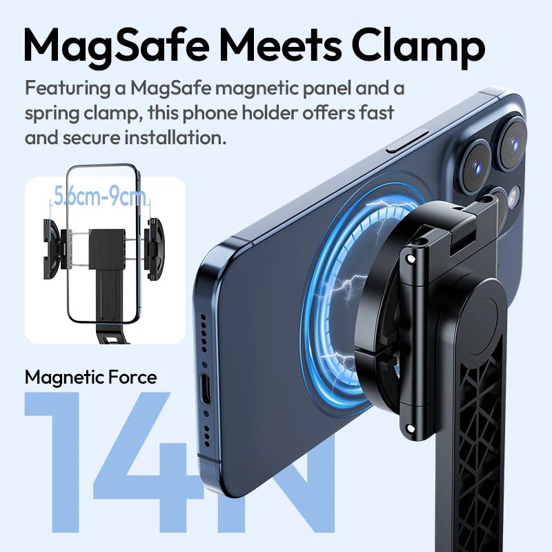 TT88 Overhead Selfie Stick Wireless Tripod Magsafe&Phone Clip for Iphone 16 15 14 Android with Hook for Overhead Shoot tripods