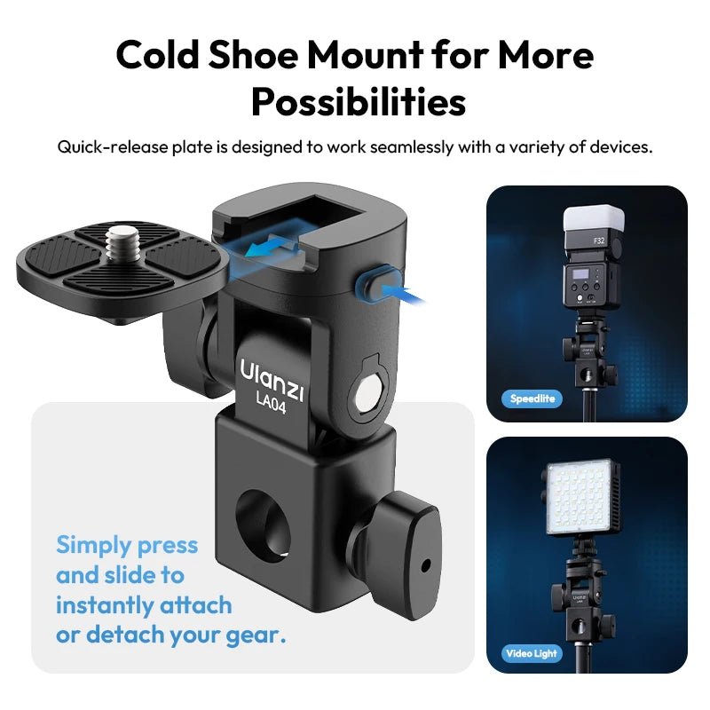 Ulanzi LA04 Light Stand Adapter - Angle-Adjustable for Camera Fill Light - Visión Creativa 