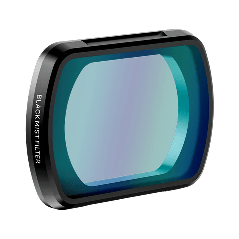 The ULanzi PK-01 Black Mist Filter for DJI OSMO POCKET 3 features a black frame with a "BLACK MIST FILTER" label and slightly blue-green tinted HD optical glass, shown on a plain light gray background.
