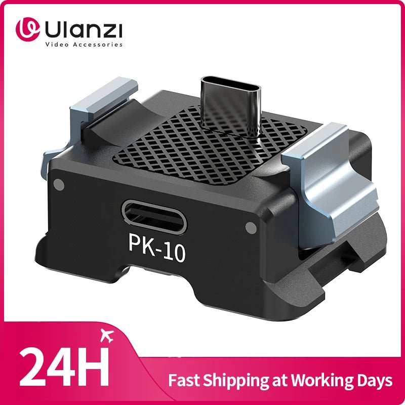 Ulanzi PK-10 Expansion Adapter for  Osmo Pocket 3 with 1/4'' Thread Foldable 2-Prong Mount - Visión Creativa 