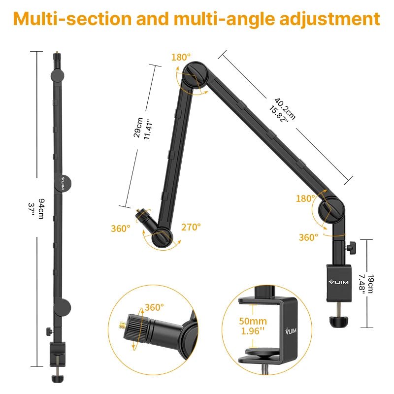 Ulanzi VIJIM LS25 Desk Setup Stand: Multifunctional Microphone Desktop Holder for Live Streaming microphones