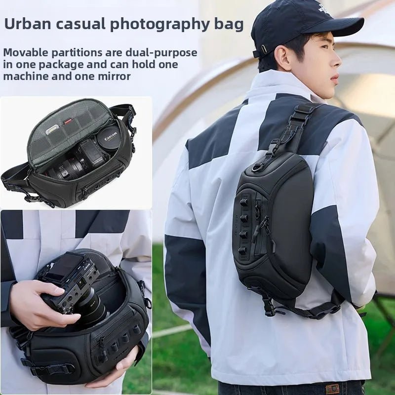 Unisex DSLR Camera Bag for Canon/Fujifilm, Water - Resistant Oxford Protective Bag Carries 1 Camera 2 Lenses with Strap - Visión Creativa
