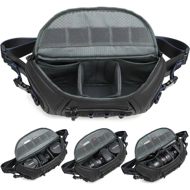 Water-Resistant Unisex DSLR Camera Bag for Canon/Fujifilm, Carries 1 Camera & 2 Lenses - Visión Creativa 
