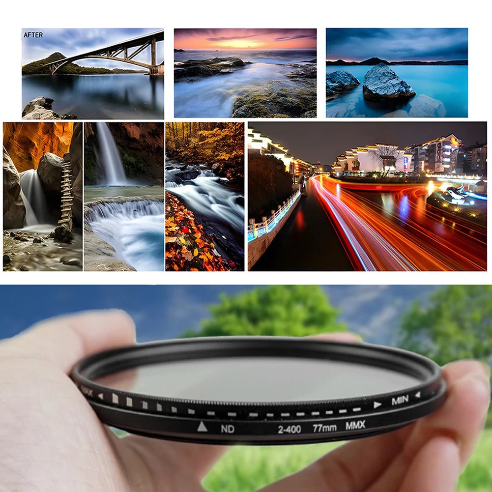 Variable ND Filter for Camera Adjustable Neutral Density Lens Filter (ND2-ND400) - 37 40.5 43 46 49 52 55 58 62 67 72 77 82 Mm - Visión Creativa 
