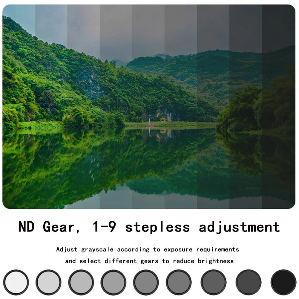Variable ND Filter for Camera Adjustable Neutral Density Lens Filter (ND2-ND400) - 37 40.5 43 46 49 52 55 58 62 67 72 77 82 Mm - Visión Creativa 