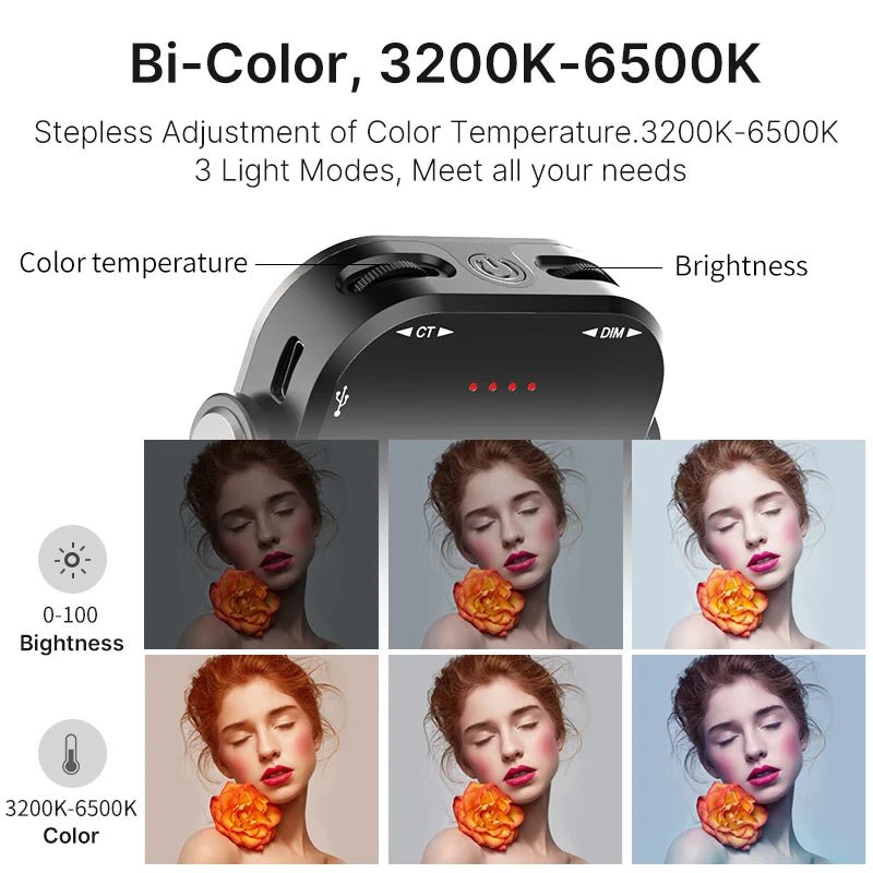 Vijim VL66 Adjustable LED Video Light with 360 Rotation - Portable Fill Light - Visión Creativa