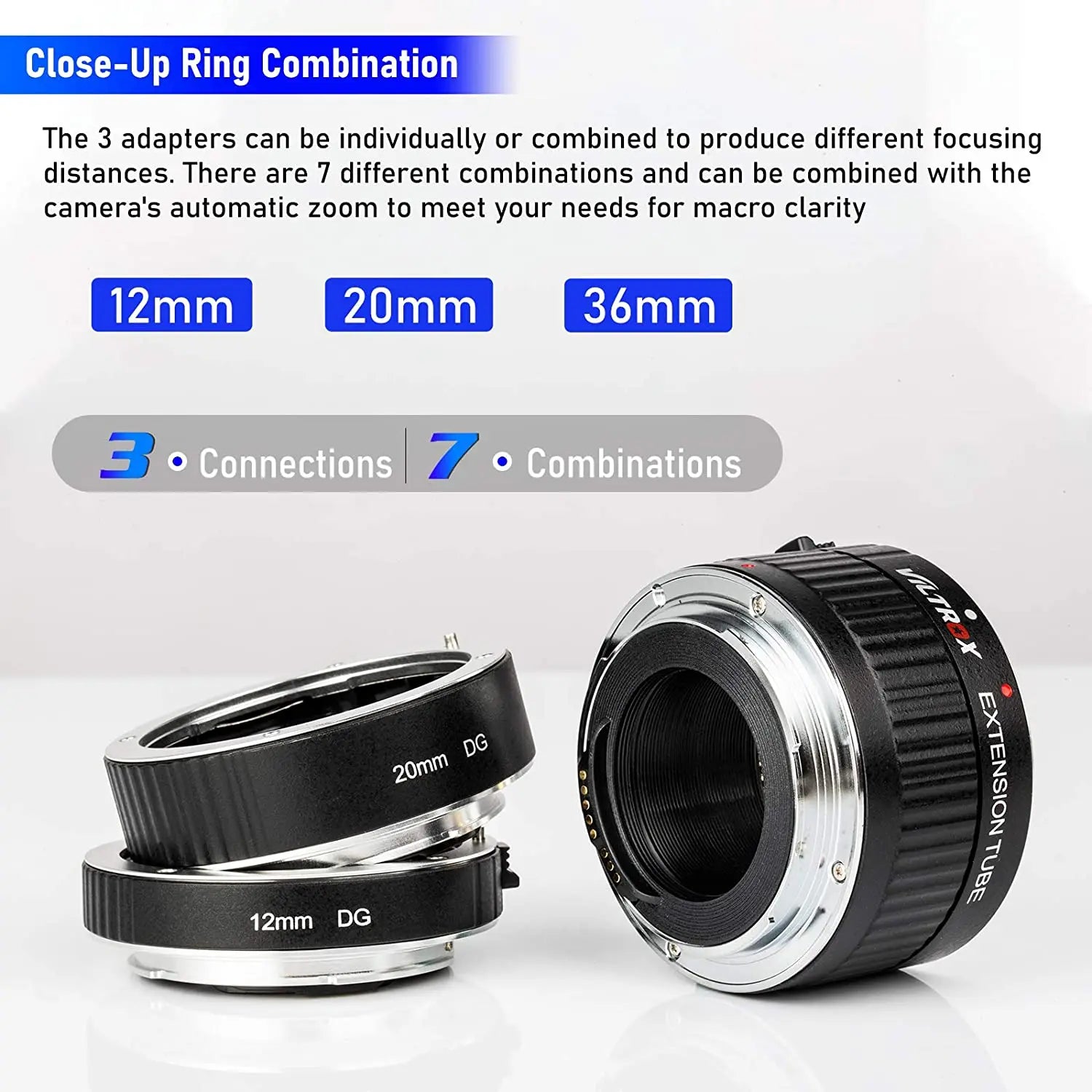 Viltrox DG-C Metal Mount Auto Focus Macro Extension Tube for  EF EF-S Lens DSLR Camera 760D 700D 80D 70D 5DII 5DIII 1300D - Visión Creativa 